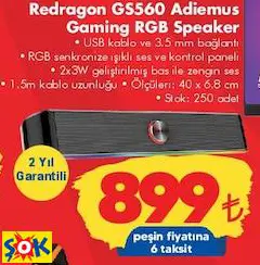REDRAGON GS560 ADİEMUS GAMİNG RGB SPEAKER OYUNCU HOPARLÖR